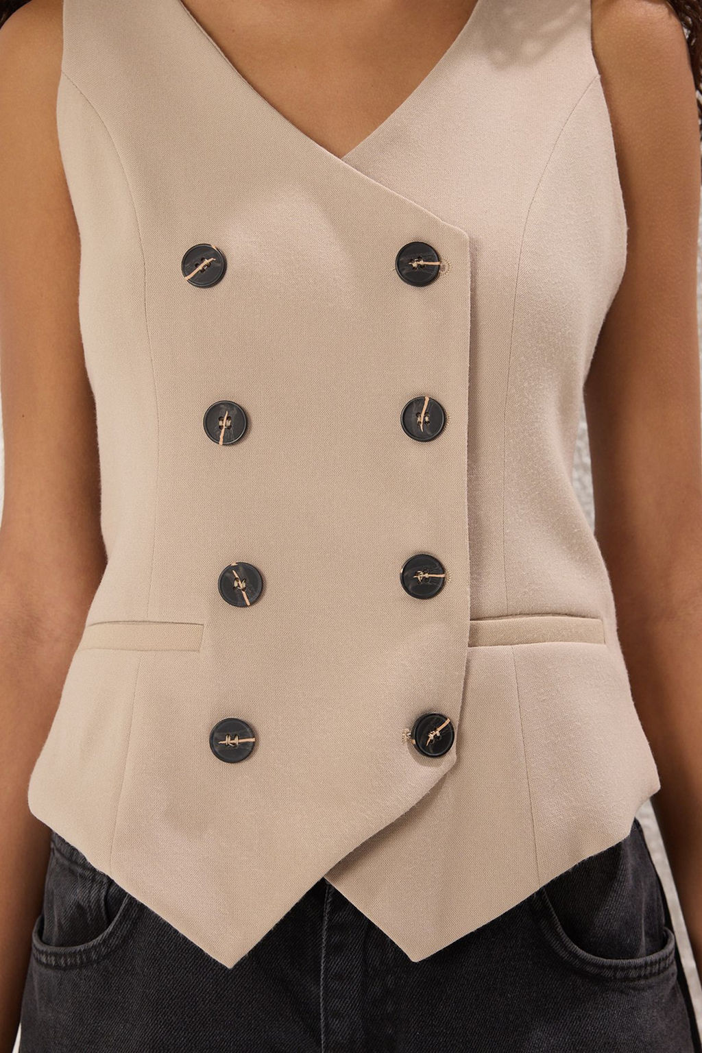 Trendyolmilla Vizon Fitted Dokuma Yelek TWOSS25YE00069 фото 3