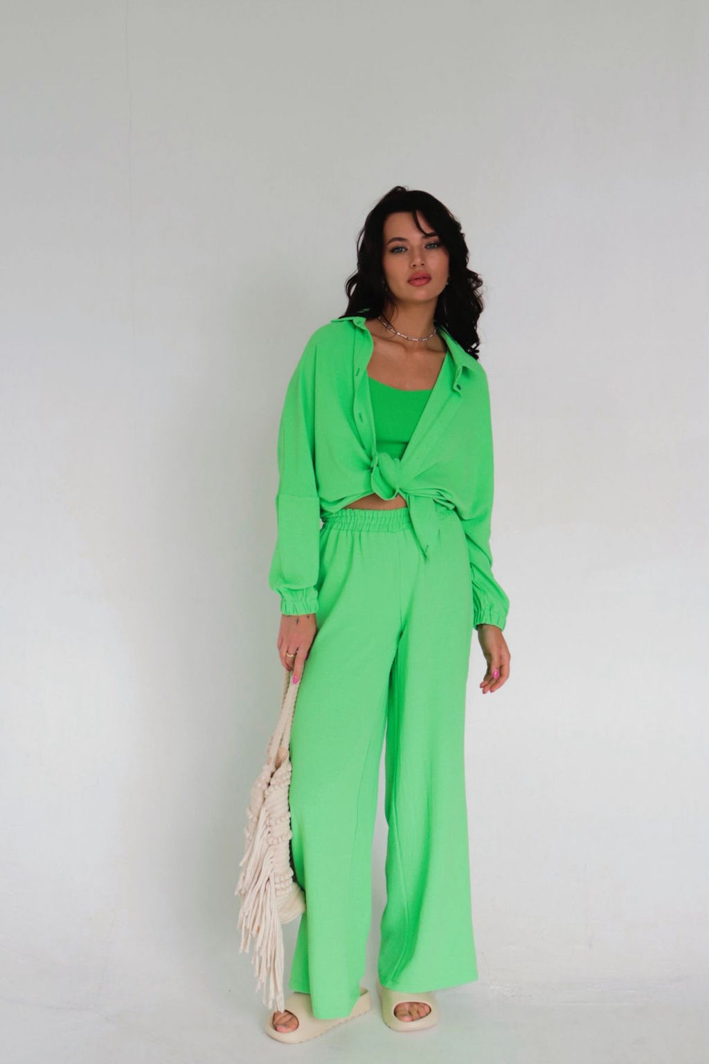 9979 Брюки-палаццо салатовые летние - Martichelli фото 20