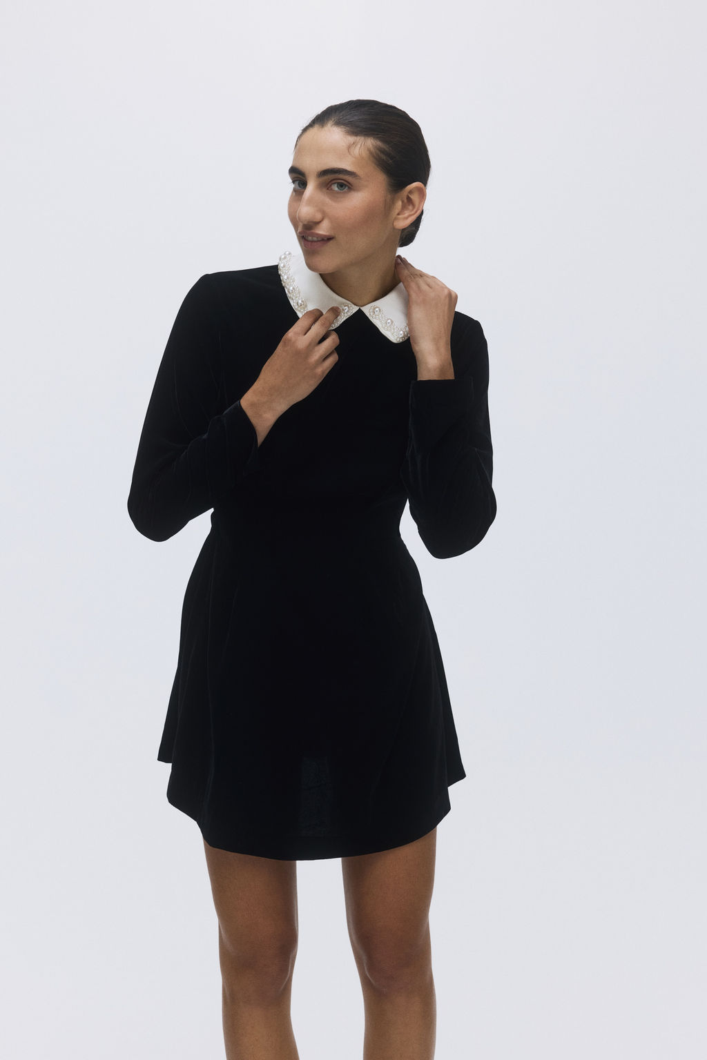 Vestido de terciopelo con cuello - H&m фото 2