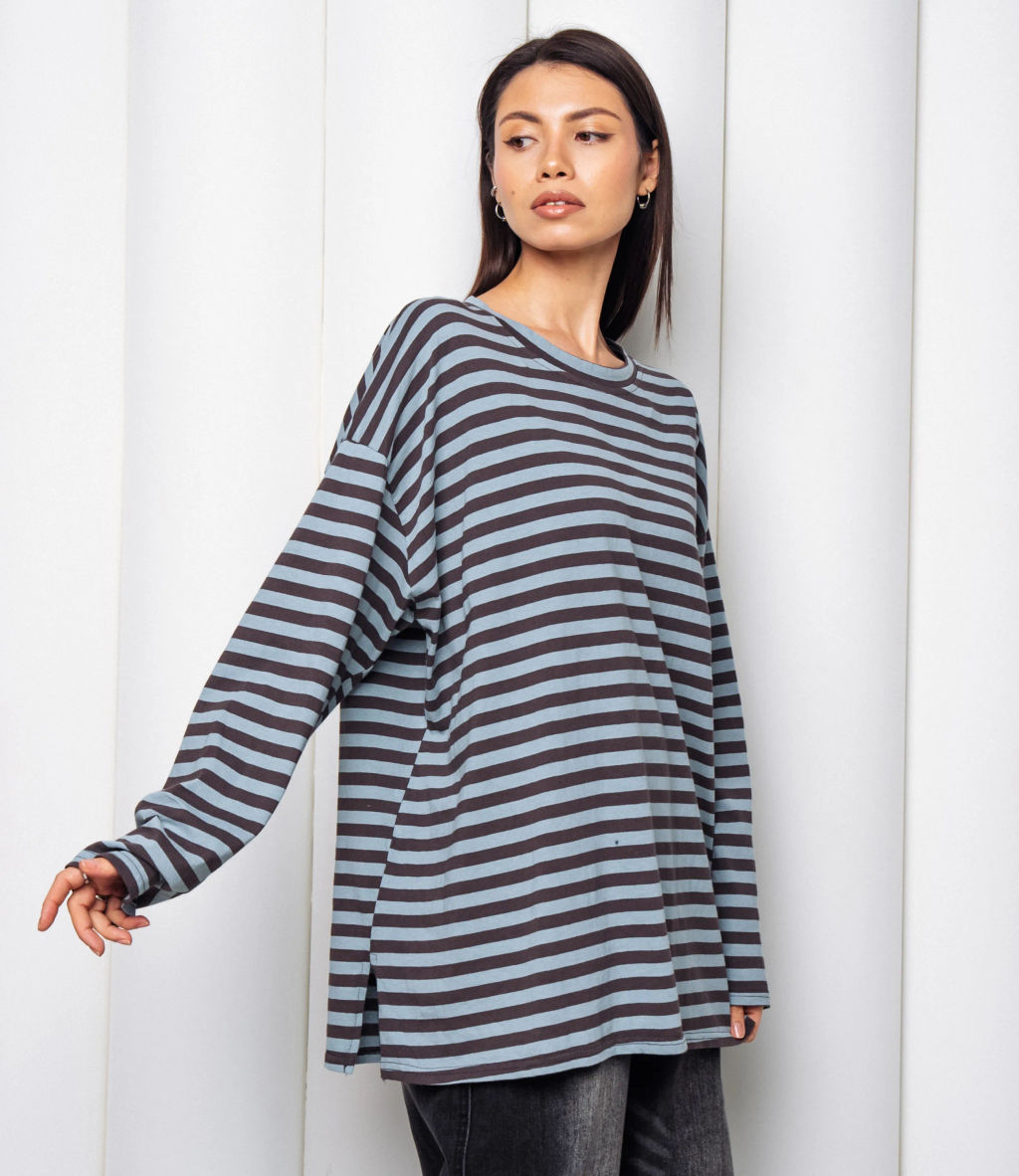 Лонгслив #КТ3045, коричневый, ментоловый - Dommod фото 2