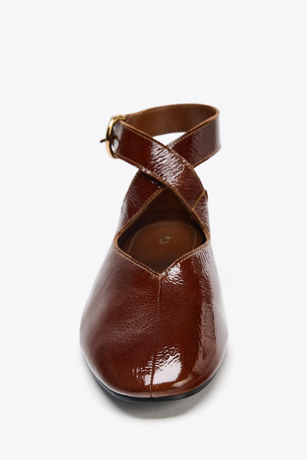 PATENT-EFFECT BALLET FLATS WITH BUCKLE - Zara фото 6