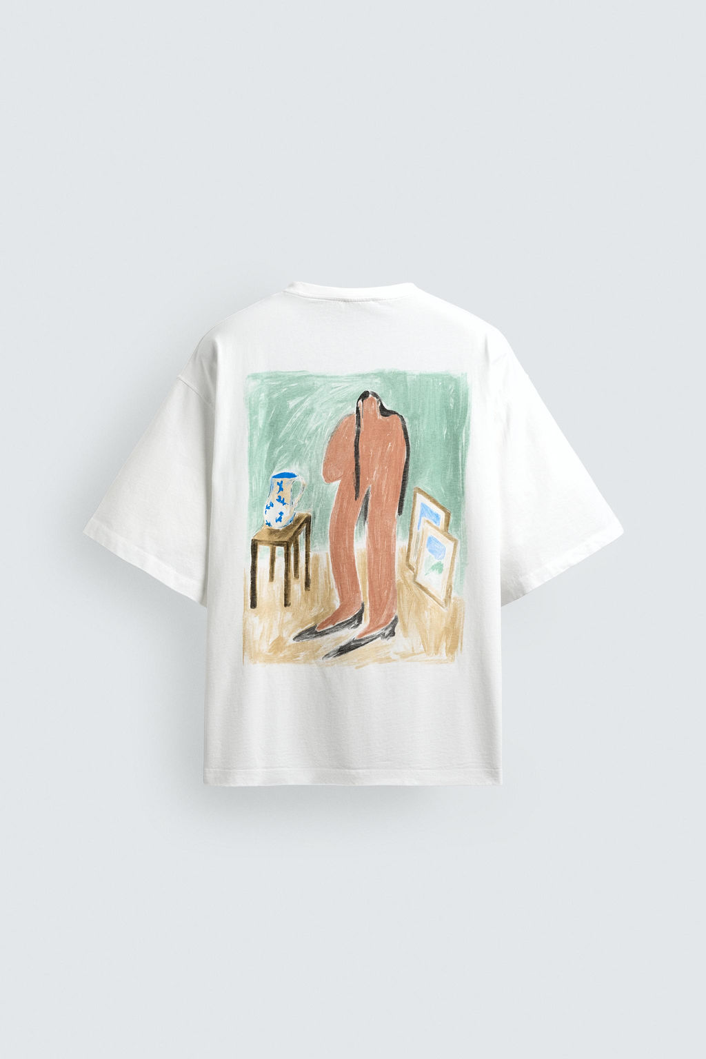 CAMISETA RELAXED FIT GR?FICO CUADRO / Blanco