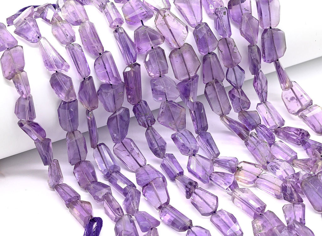Бусины из аметиста граненые 10*20мм, 25см, 15 бусин, 19,7г Радуга камня