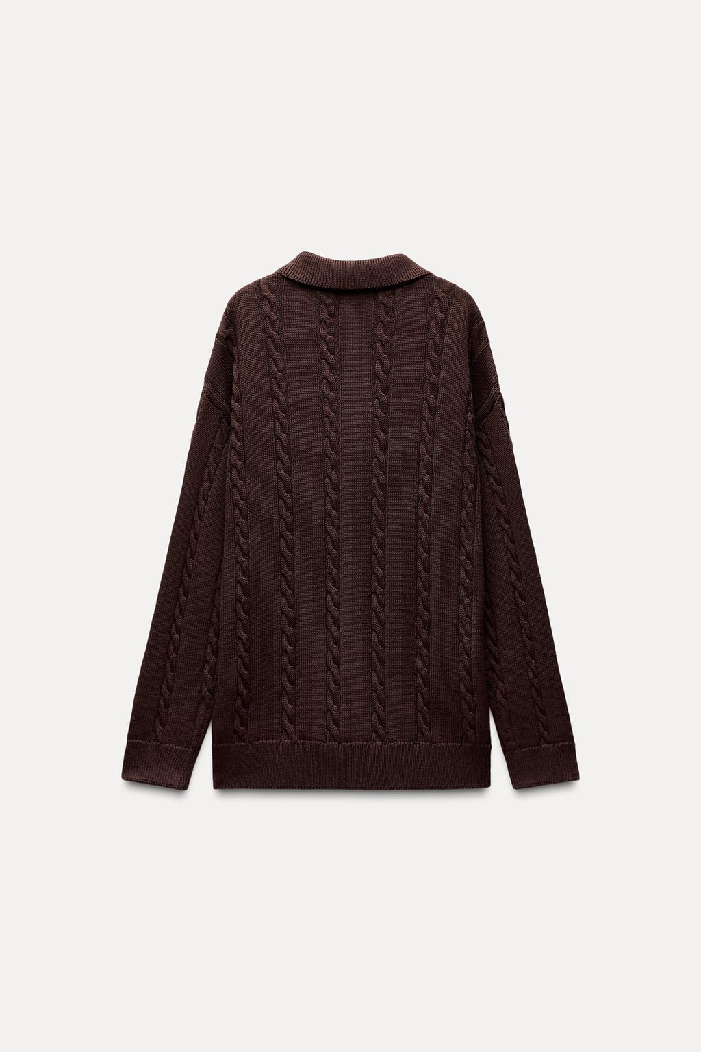 CABLE KNIT POLO SHIRT - Zara фото 3