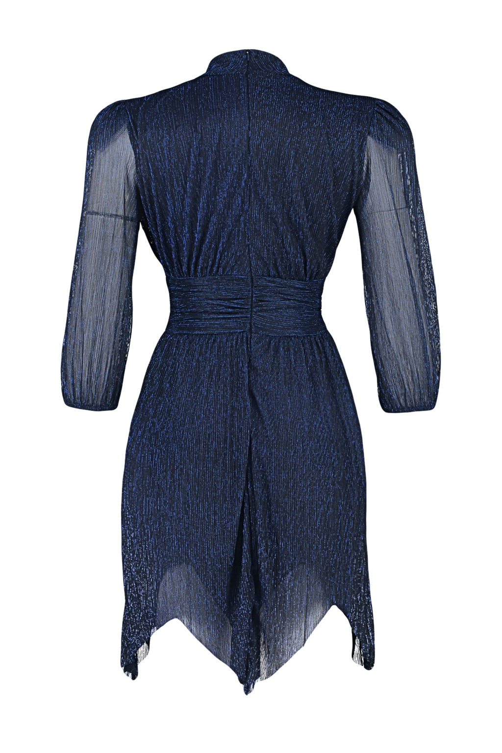 TRENDYOLMILLA Koyu Lacivert Par?lt?l? Orme K?sa S?k Abiye Elbise TPRAW23EL00304  фото 8