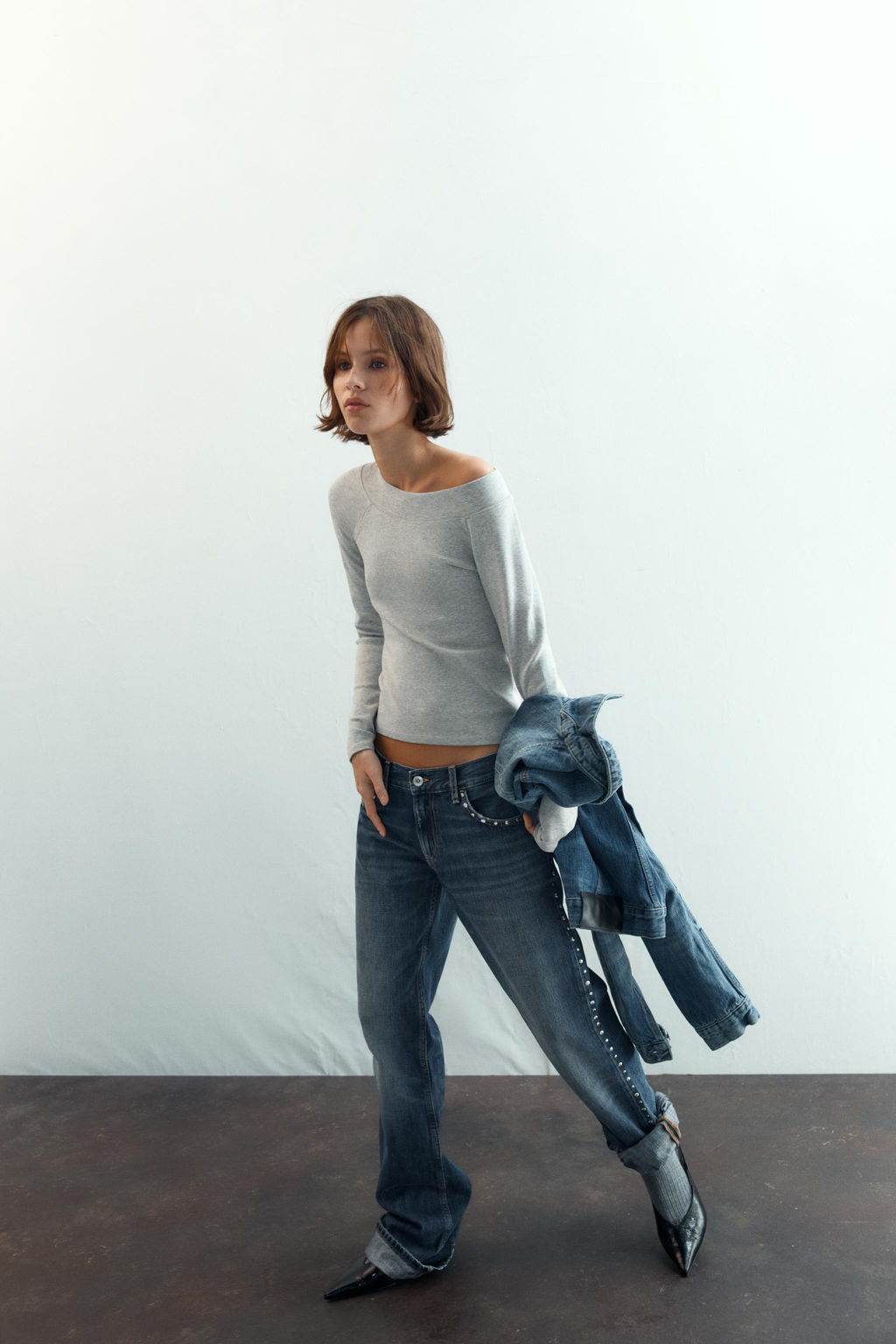 RIBBED BOAT NECK T-SHIRT - Zara фото 3