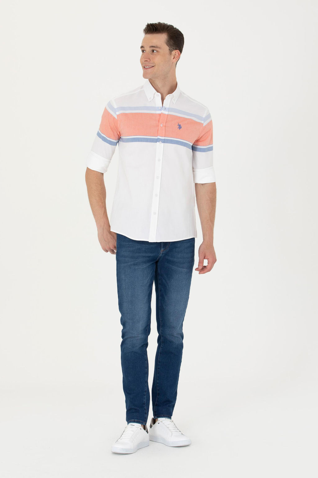U. S. Polo Assn / Мужская белая рубашка с длинным рукавом - U.s. polo assn фото 4