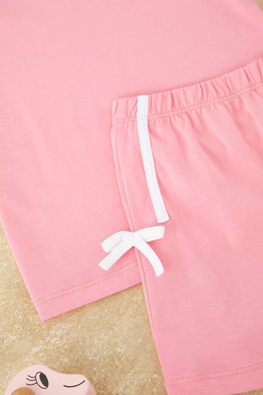 Pembe K?z Cocuk %100 Pamuk Kurdele Detayl? K?sa Kol Orme Pijama Tak?m? TKDSS25PT00038 - Trendyolmilla фото 3