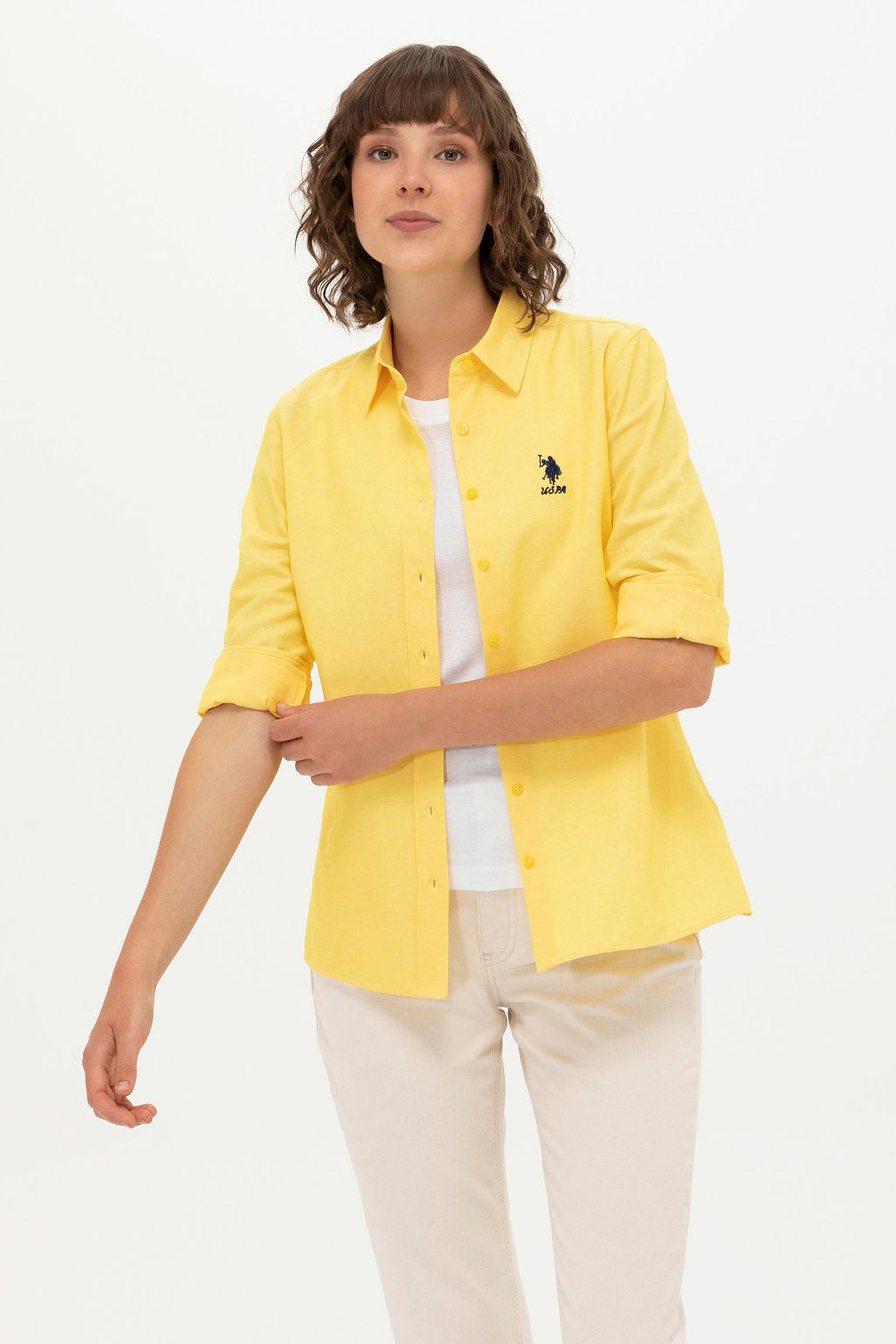 U. S. Polo Assn Женская желтая базовая рубашка с длинным рукавом - U.s. polo assn фото 8