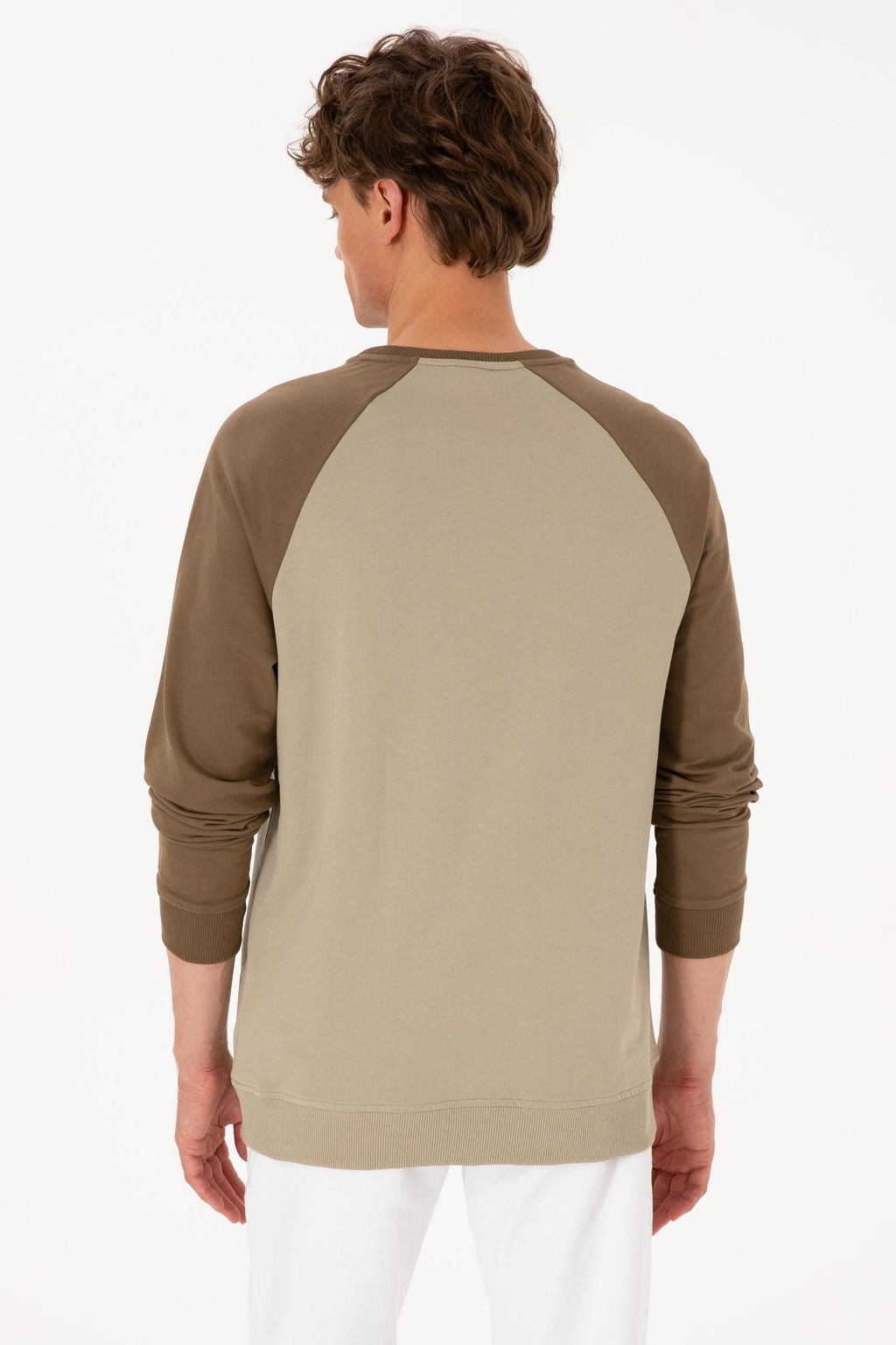 Erkek Bisiklet Yaka Regular Fit Haki Sweatshirt - U.s. polo assn фото 5