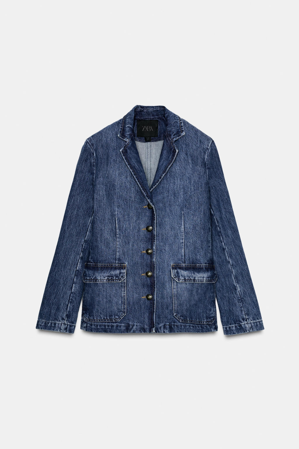 DENIM BLAZER WITH FAUX FUR COLLAR ZW COLLECTION