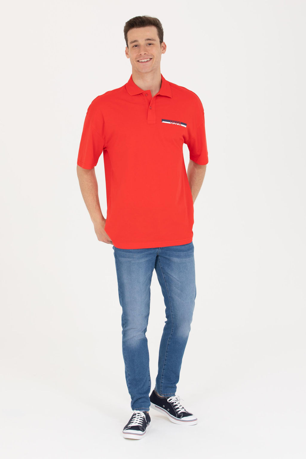 U. S. Polo Assn Мужская красная футболка-поло оверсайз - U.s. polo assn фото 5