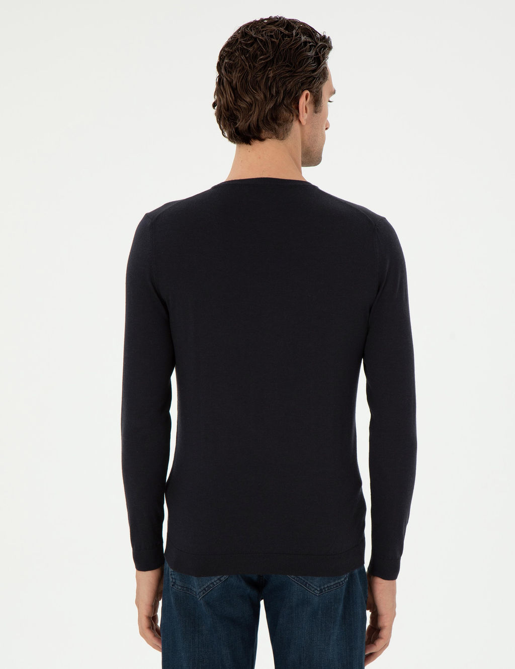 Темно-синий зауженный свитер - Cacharel фото 5