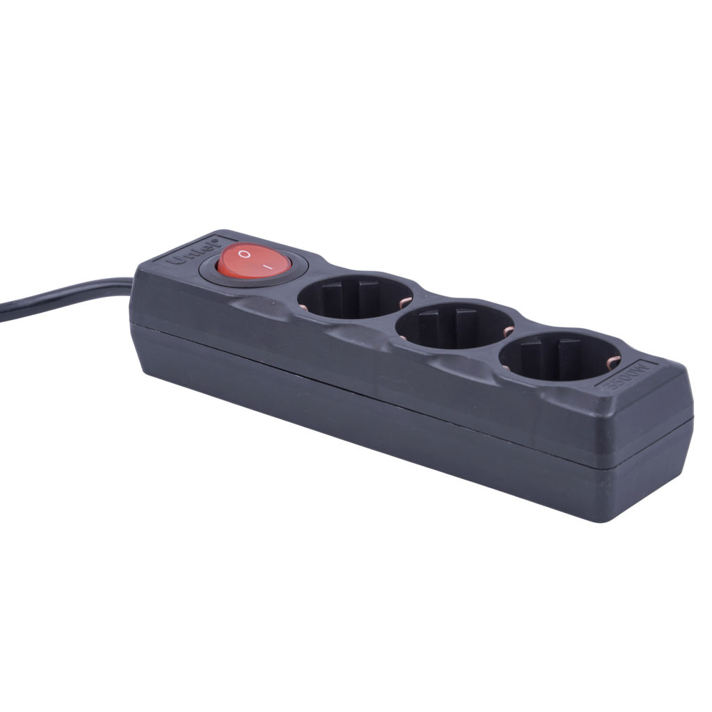 S-GCU3-7B BLACK Удлинитель серии Ultra, шнур 7м., 3 гнезда, 16A, с/з. Черный. TM Uniel