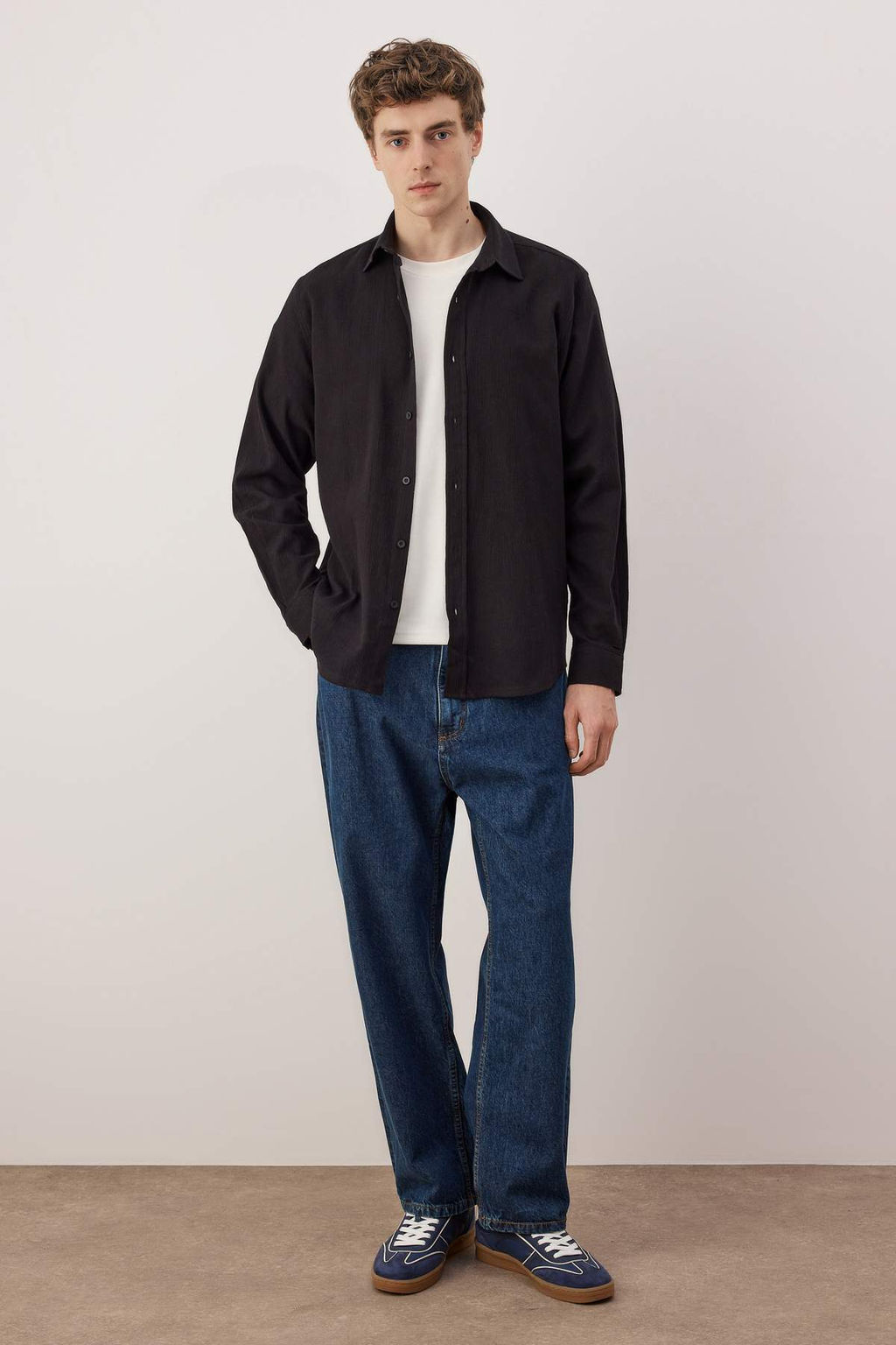 Siyah Regular Erkek Gomlek TMNAW26GO00004