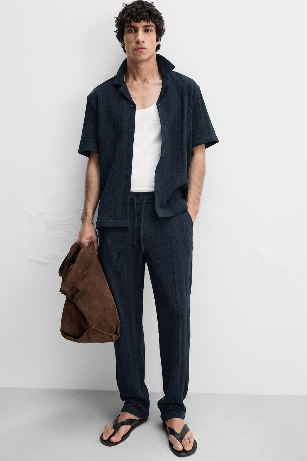 STRIPED TEXTURED TROUSERS - Zara фото 5