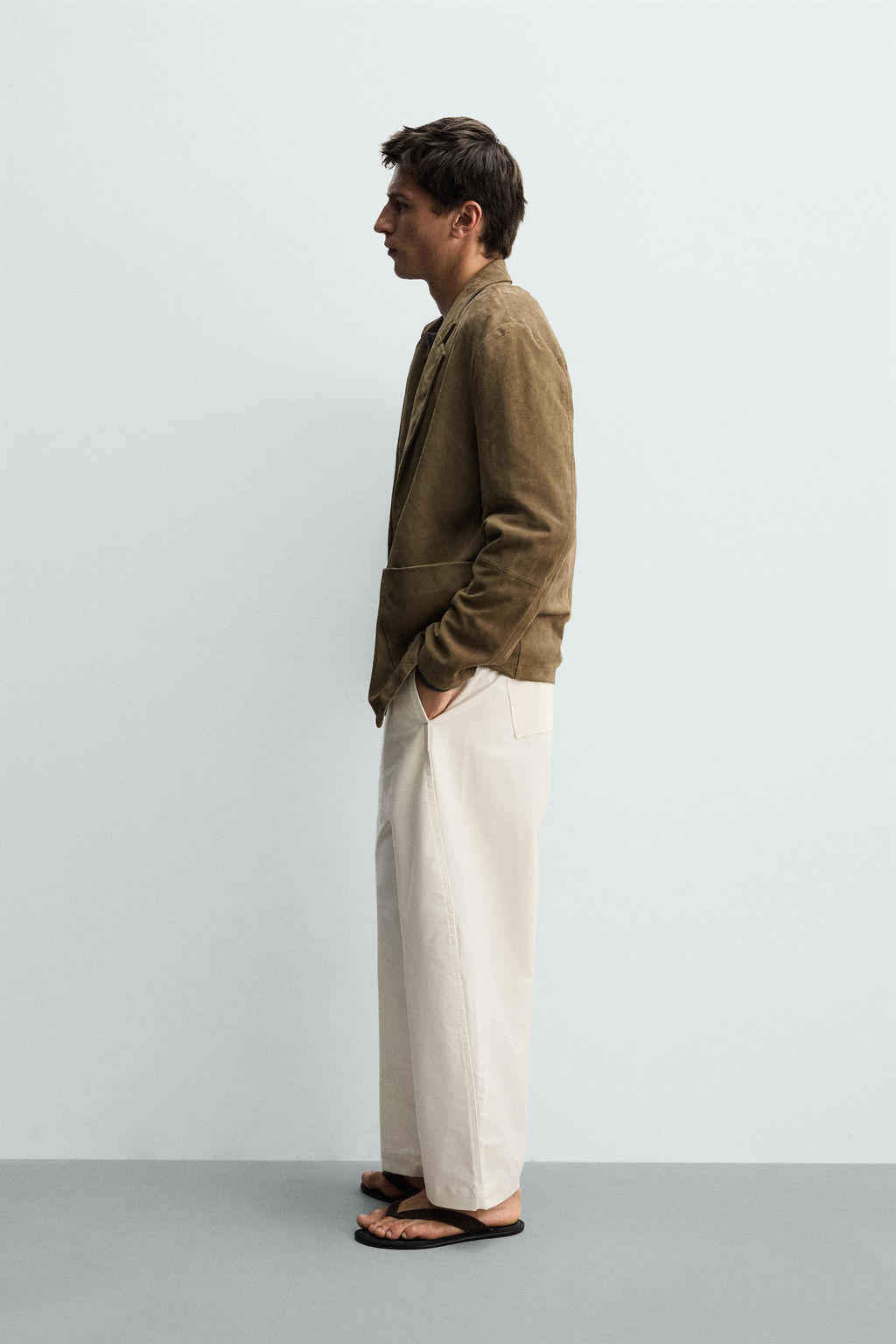 BLAZER RELAXED FIT PIEL ANTE / Oliva - Zara фото 4
