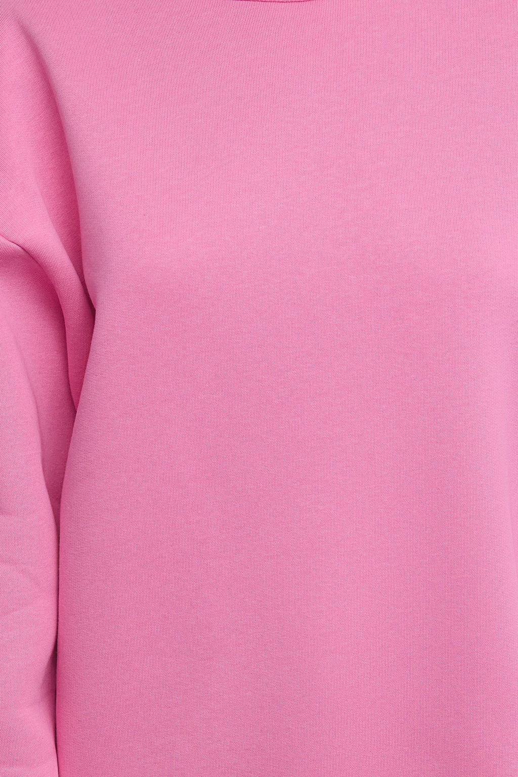 Pembe Oversize/Rahat Kesim Basic Bisiklet Yaka Kal?n/Ici polarl? Orme Sweatshirt TWOAW24SW00102