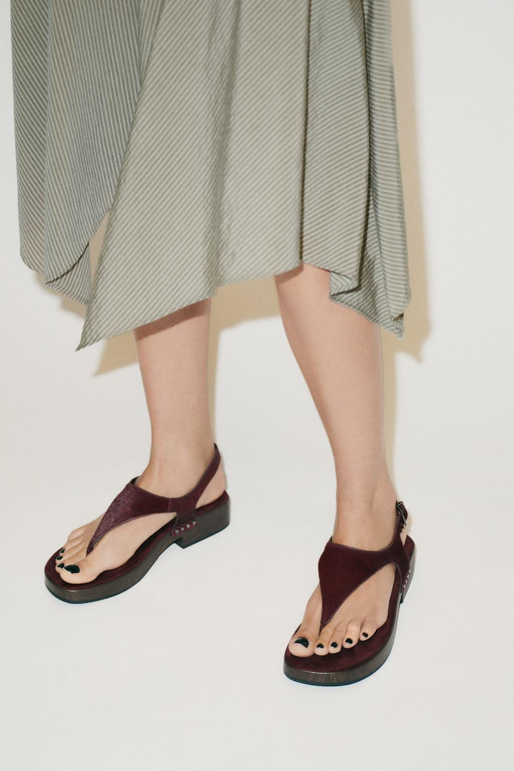 LEATHER STUDDED SANDALS - Zara фото 2