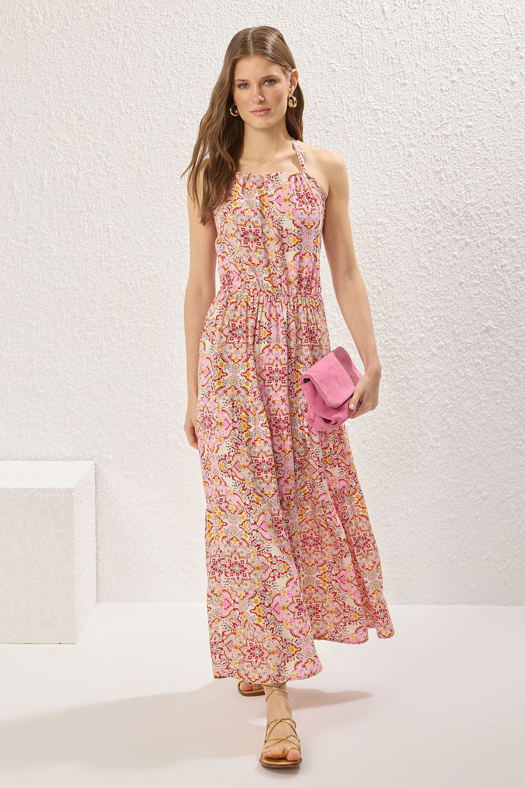 Pembe Sal Desen Dokuma Maxi Elbise TWOSS25EL00700 - Trendyolmilla фото 2