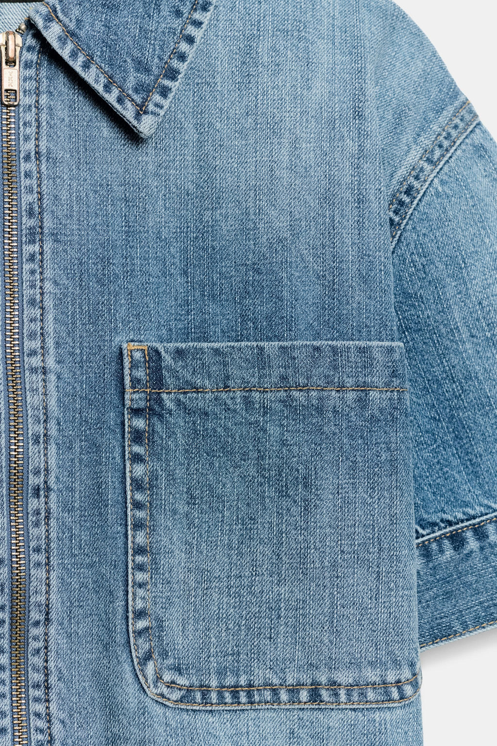 CAMISA Z1975 DENIM MANGA CORTA / Azul medio - Zara фото 8