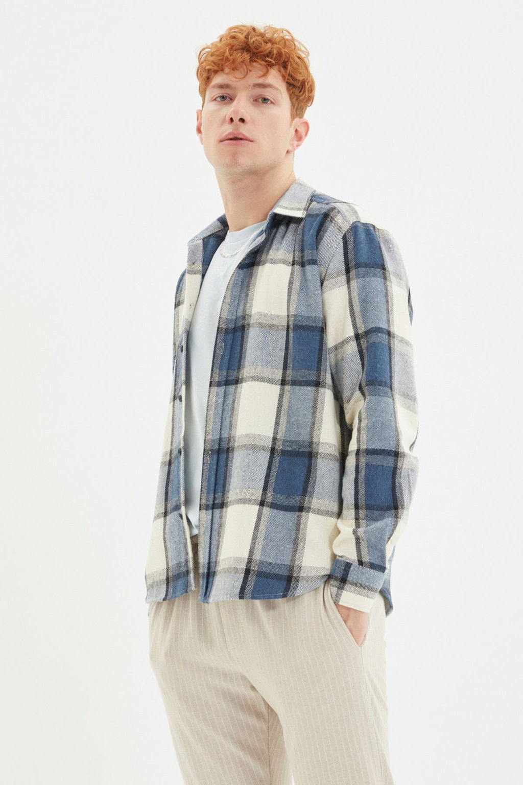 TRENDYOL MAN Lacivert Regular Fit K?sl?k Oduncu Kareli Gomlek TMNAW21GO0730 - Trendyolmilla фото 5
