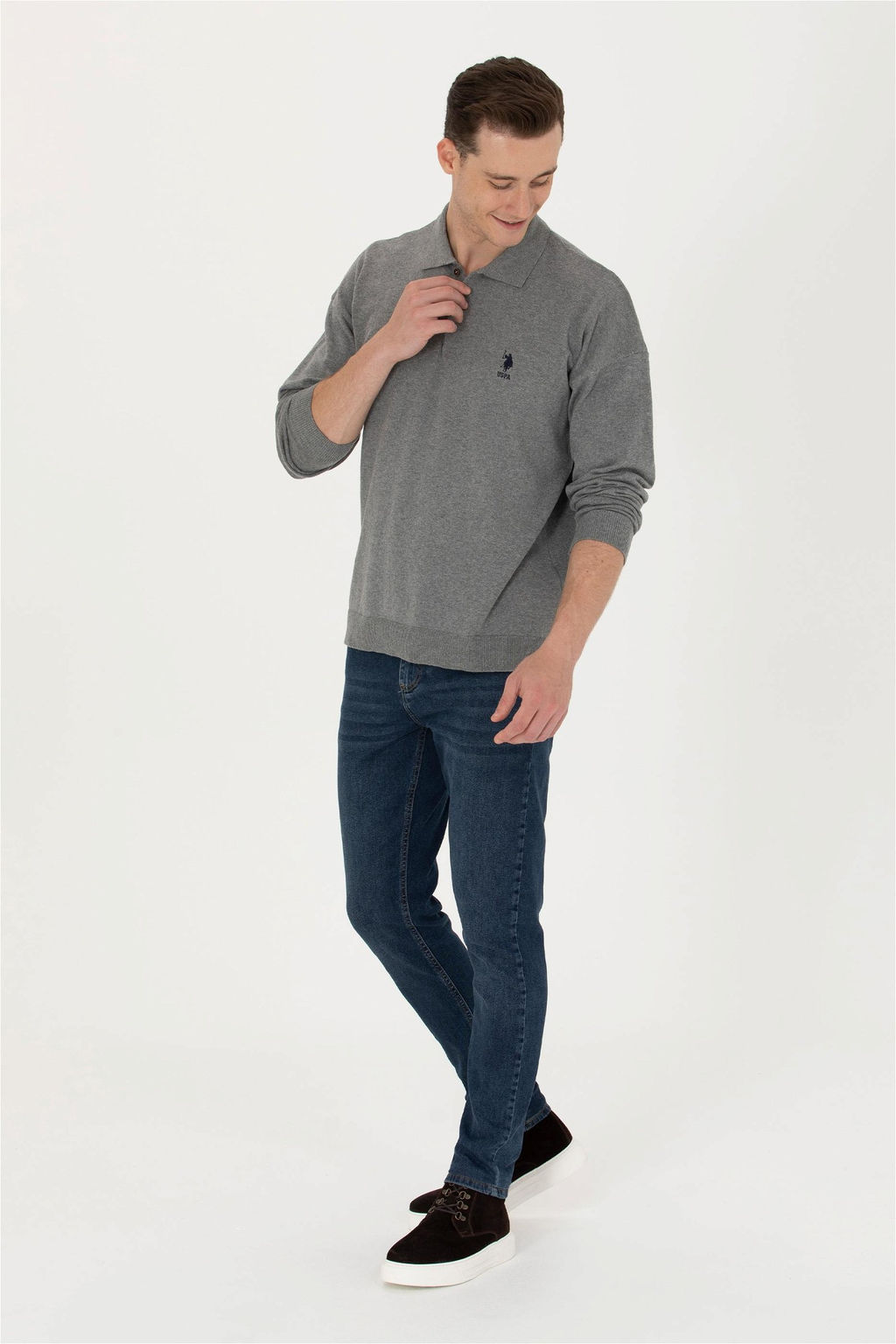 U. S. Polo Assn Мужской серый меланжевый базовый свитер - U.s. polo assn фото 11