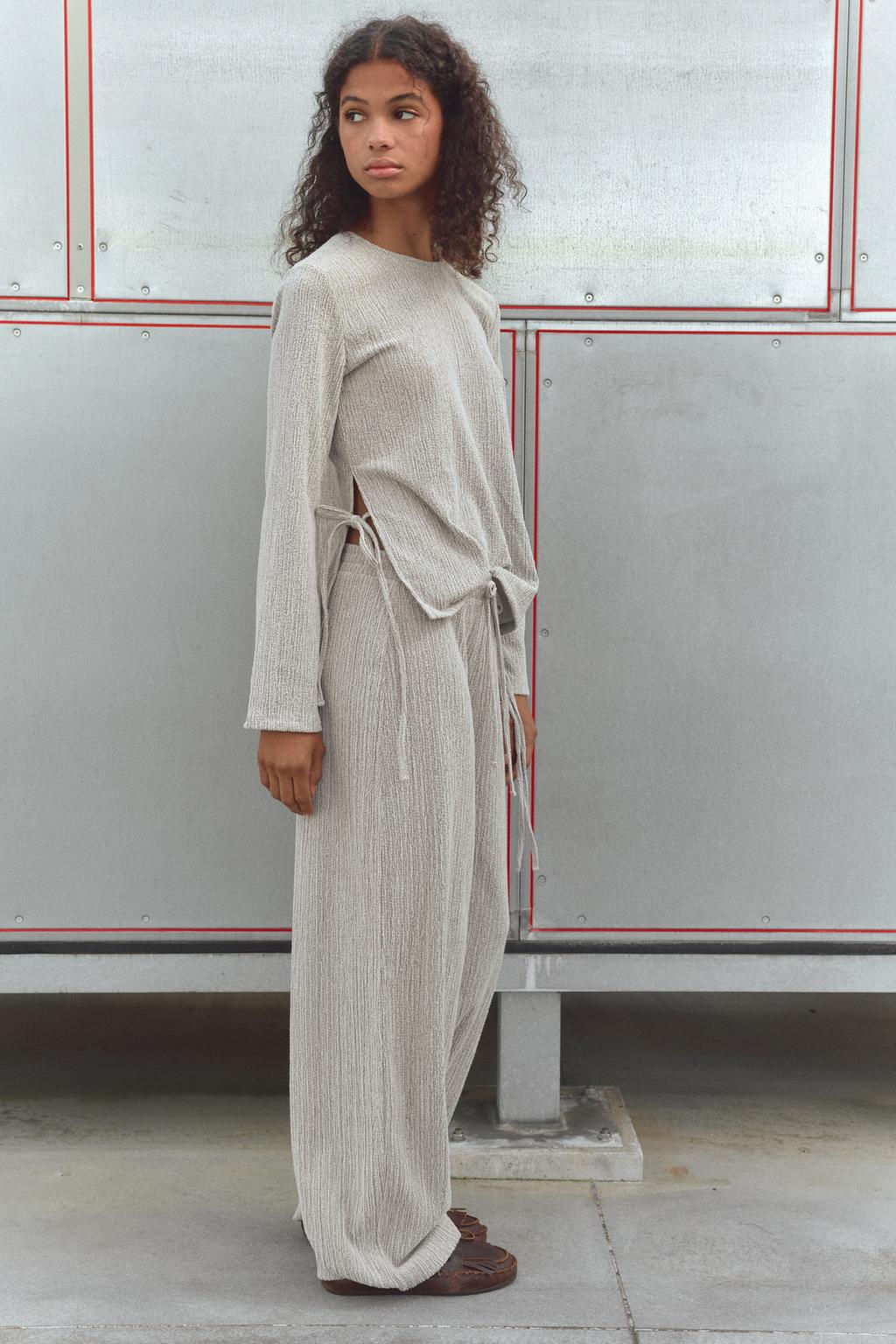 TEXTURED STRAIGHT-LEG TROUSERS - Zara фото 3