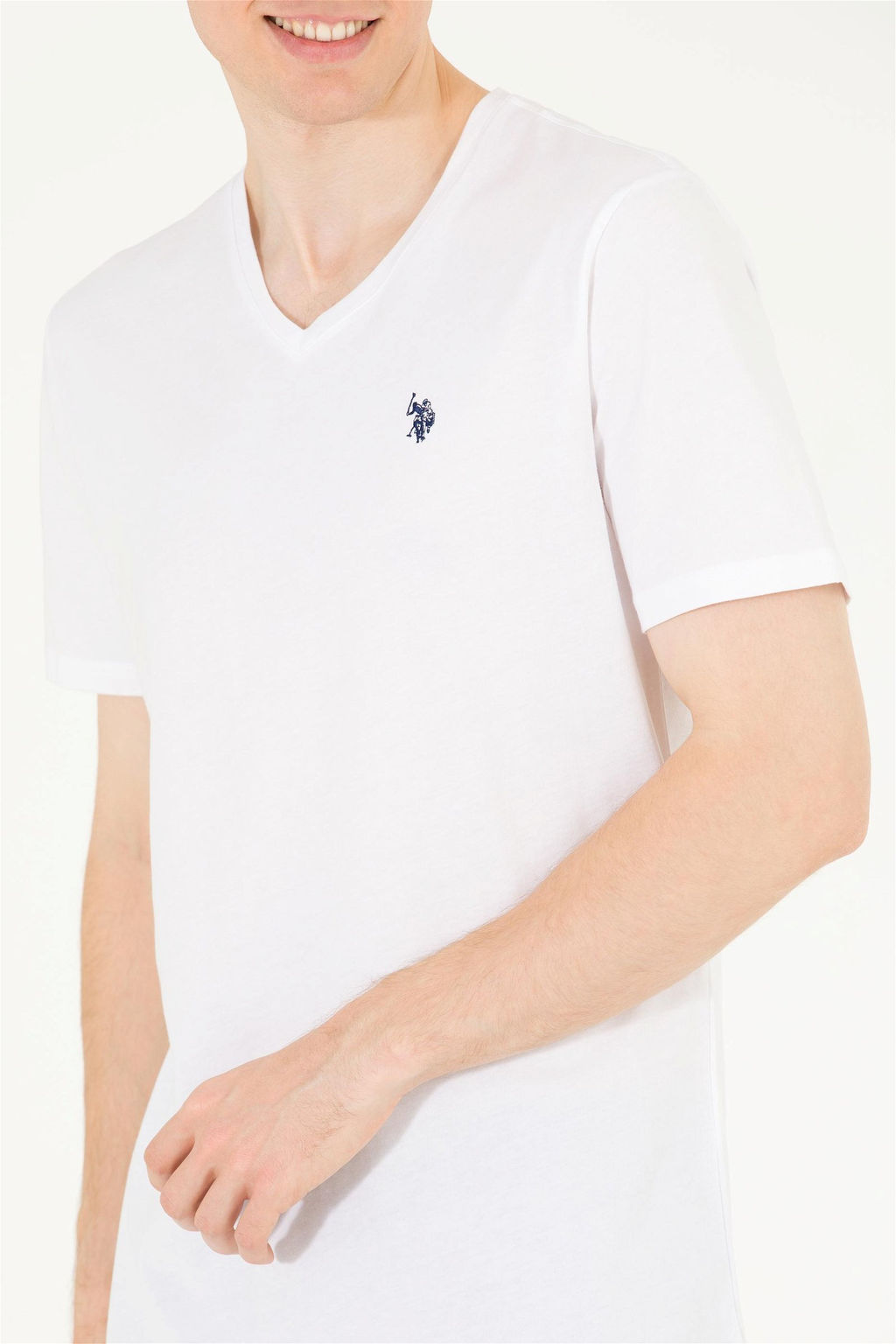 U. S. Polo Assn Мужская белая базовая футболка с v-образным вырезом - U.s. polo assn фото 13