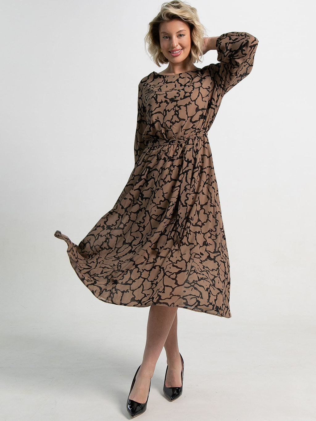 Платье Идиллия (бежево-черное) П15378-16М