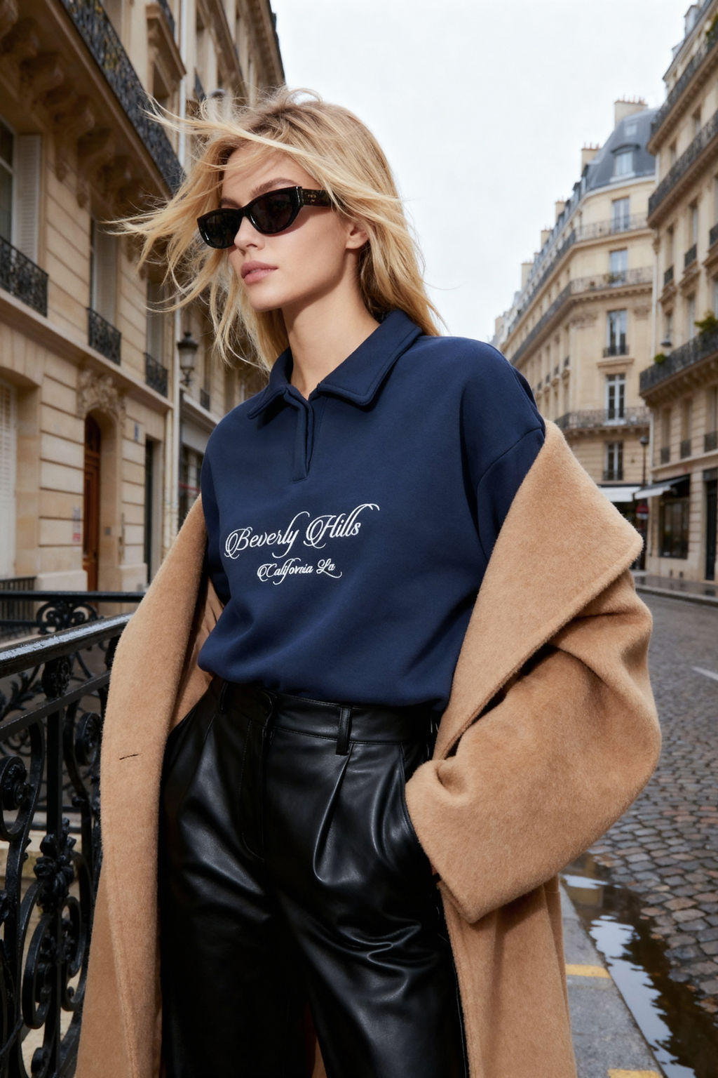 Lacivert Gomlek Yaka Nak?sl? Regular Fit Kal?n Ici Polarl? Orme Sweatshirt TWOAW24SW00182