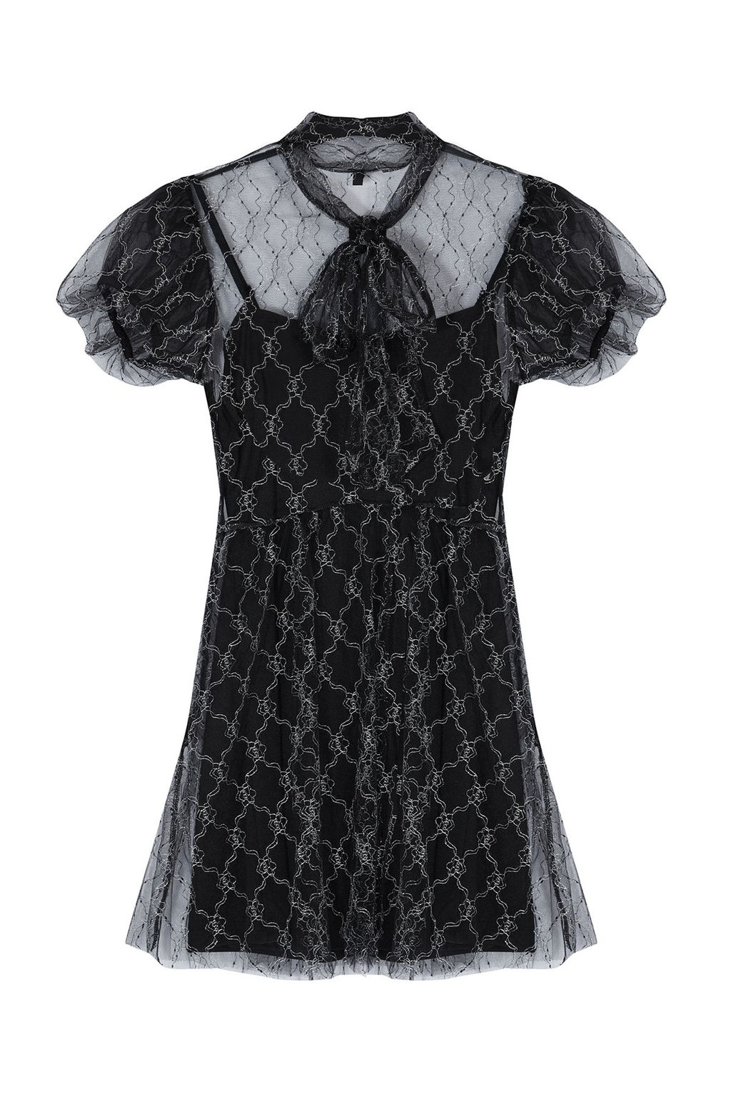 Siyah A-Kesim Dokuma Tul K?sa Elbise TPRSS24EL00249 - Trendyolmilla фото 6