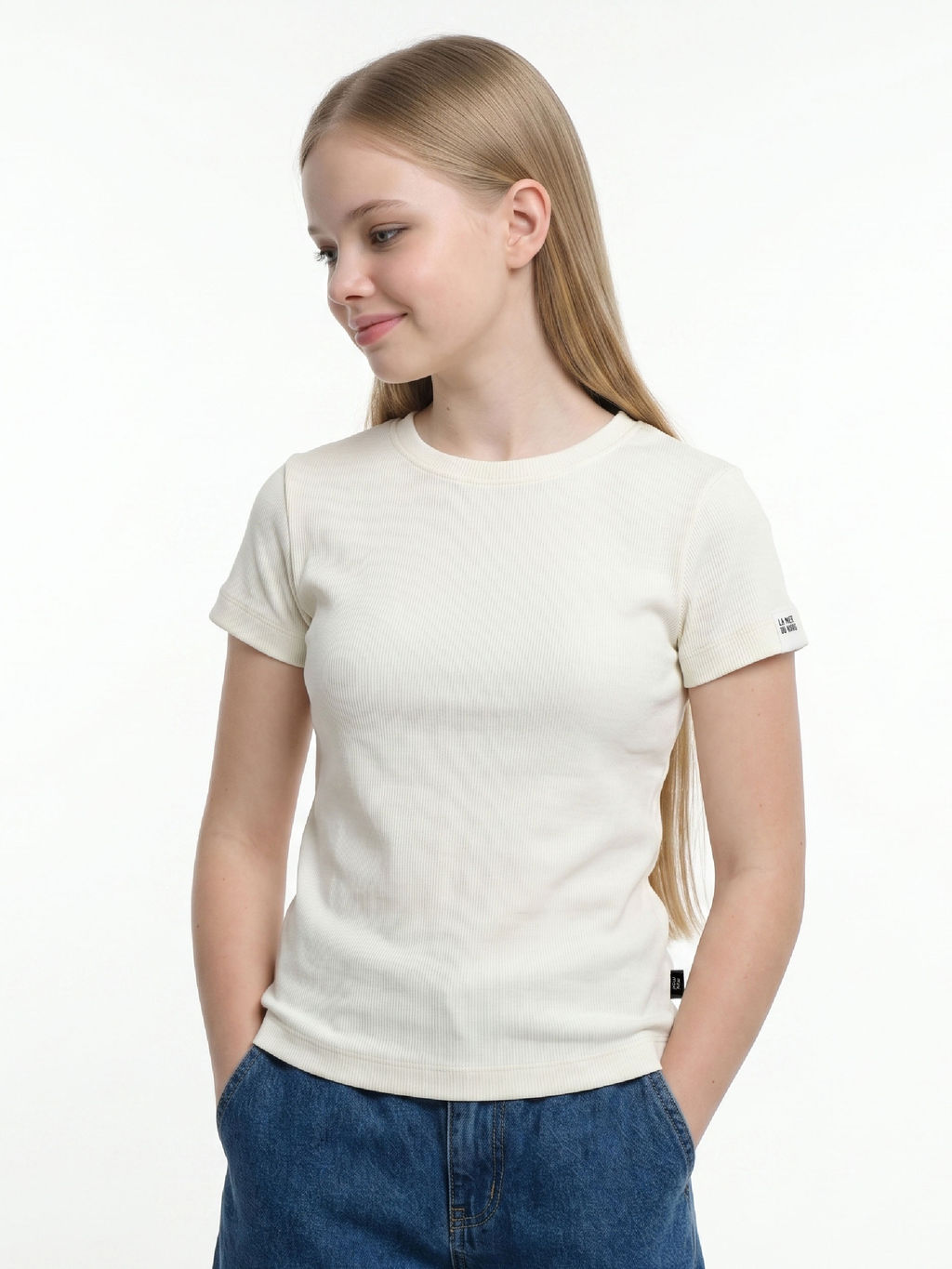 Футболка в рубчик 22-0210 бежевый - Mini maxi фото 156