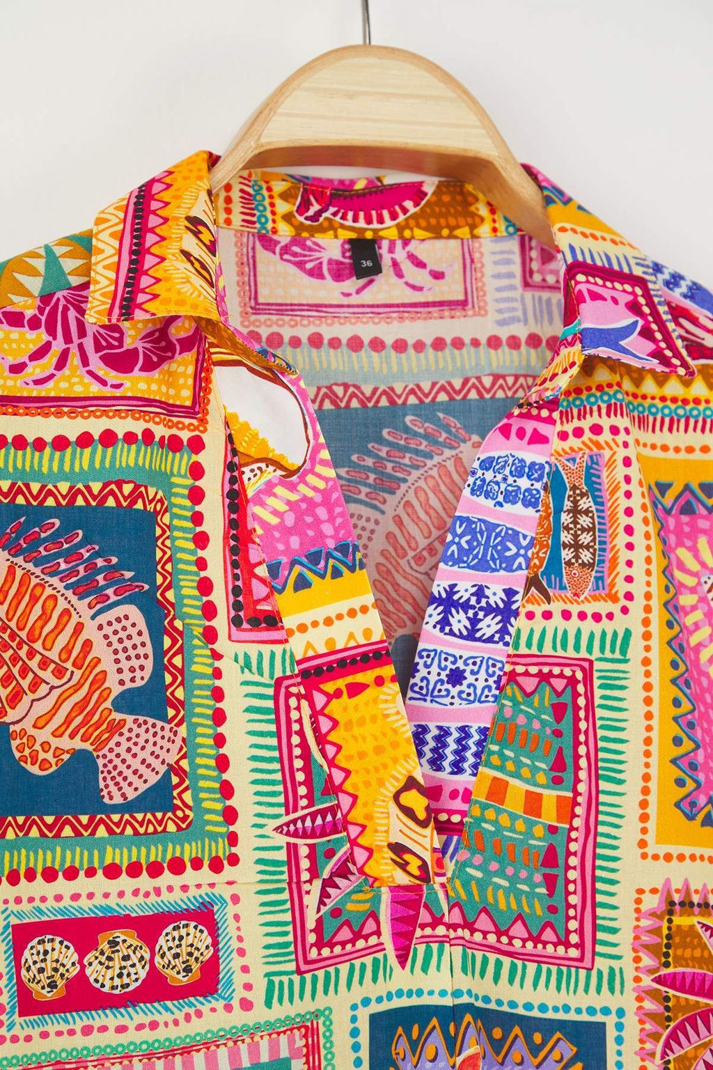 Tropikal Desenli Dokuma Y?rtmacl? %100 Pamuk Plaj Midi Elbise TBESS25EL00050