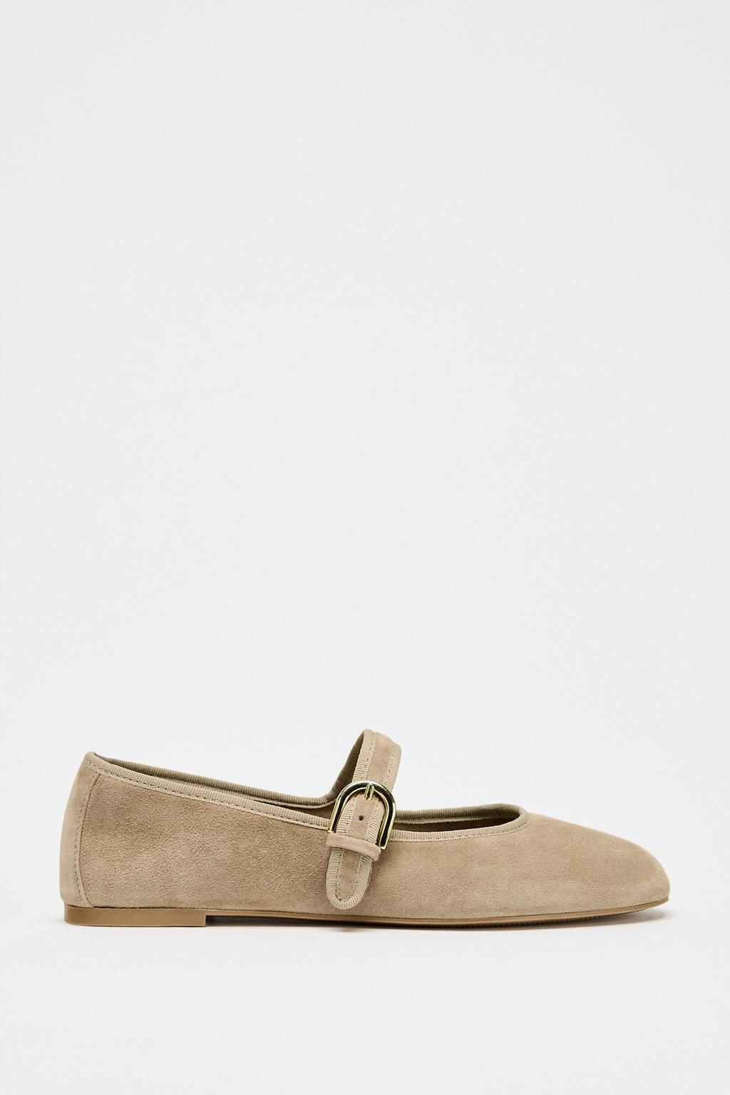 SUEDE STRAP BALLET FLATS - Zara фото 3