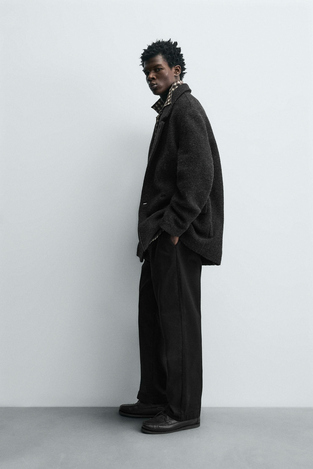 WOOL BLEND DOUBLE-BREASTED PEA COAT - Zara фото 4