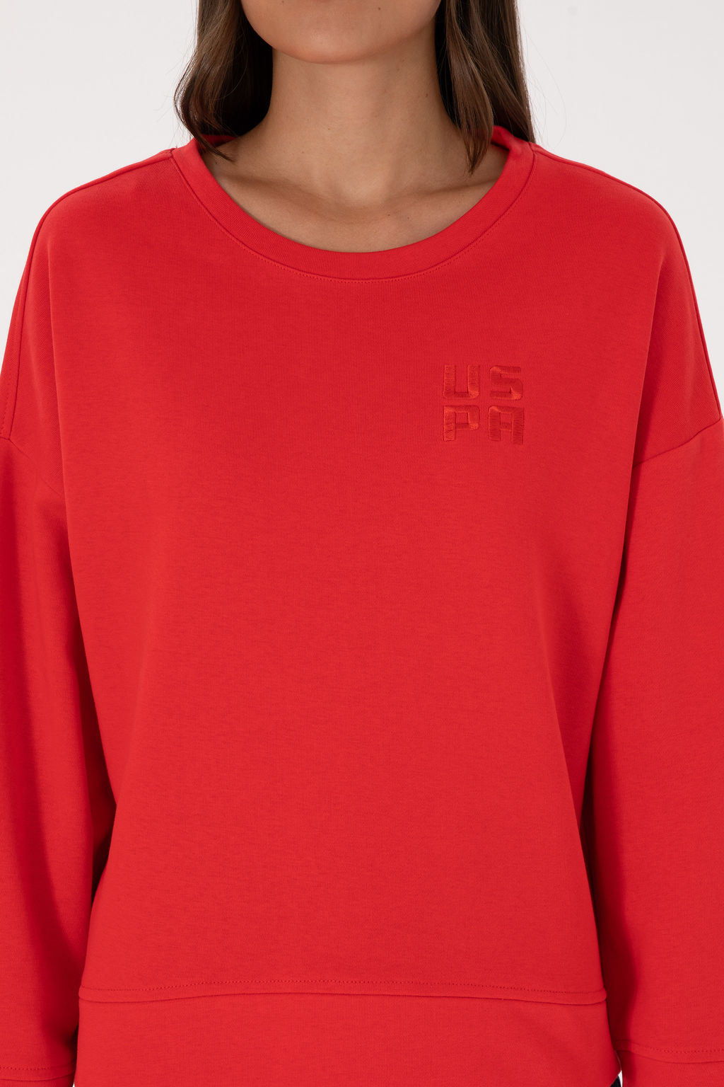 Kad_n K_rm_z_ Basic Sweatshirt Sepette S_rpriz _ndirim - U.s. polo assn фото 6