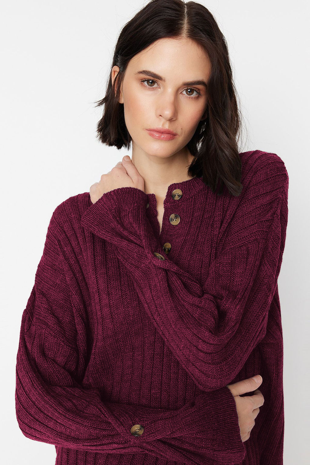 Vizon Fitilli Genis Kal?p Triko Alt-Ust Tak?m TWOAW22AU0039 - Trendyolmilla фото 10