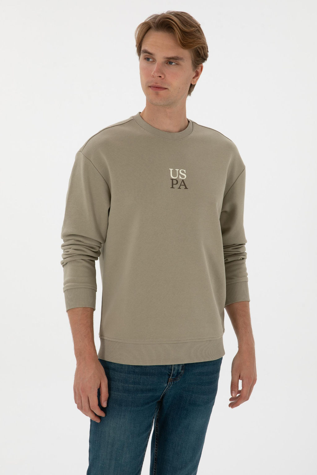 Erkek A__k Haki Basic Sweatshirt Sepette S_rpriz _ndirim - U.s. polo assn фото 3
