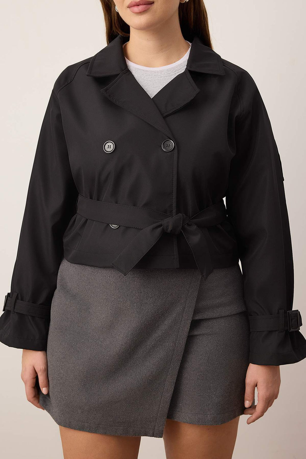 Tas Regular Buyuk Beden Trenckot TWOAW26BM00002 - Trendyolmilla фото 10