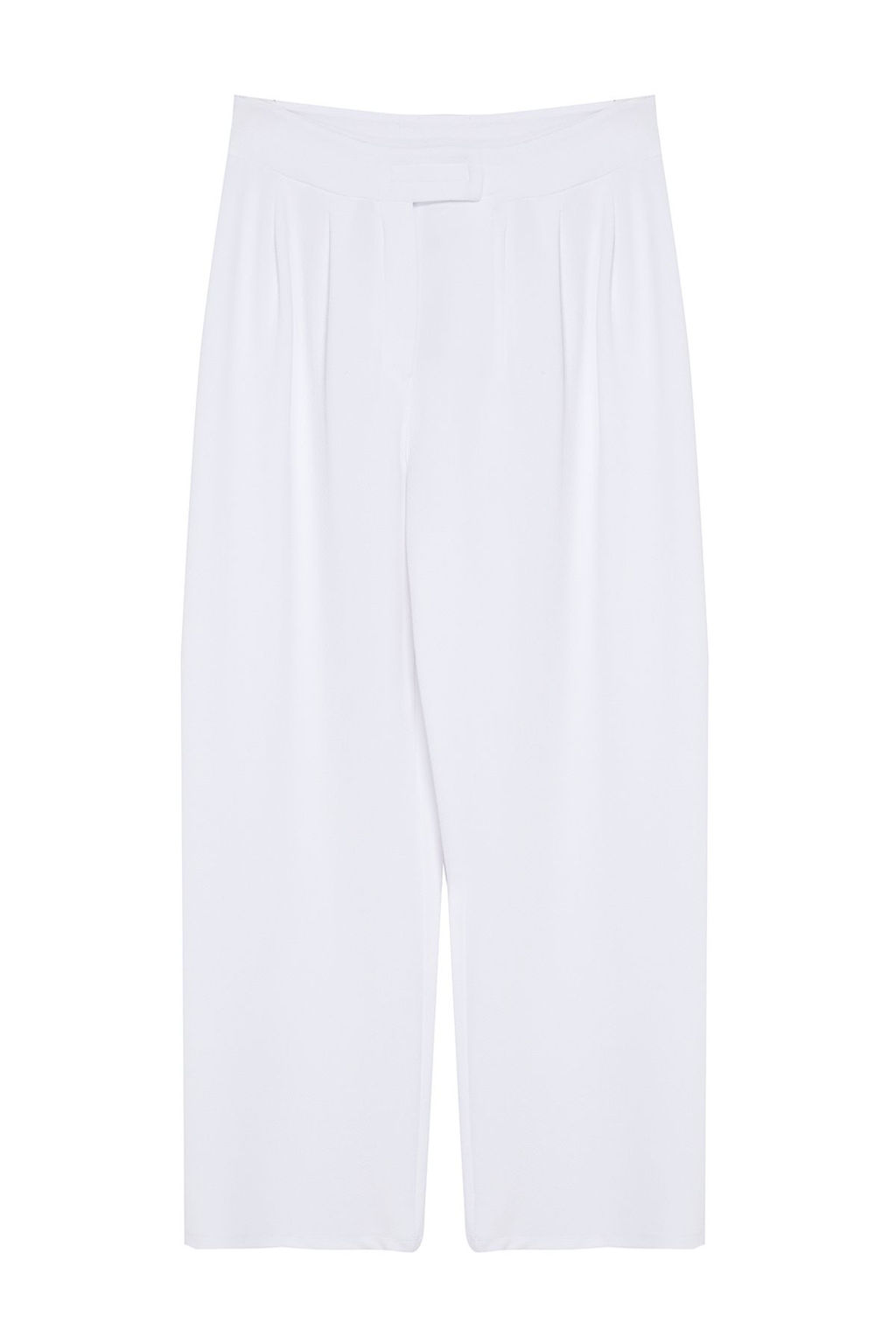 Beyaz C?rt C?rt Kapamal? Yuksek Bel Pileli Wide Leg Pantolon TWOAW24PL00177