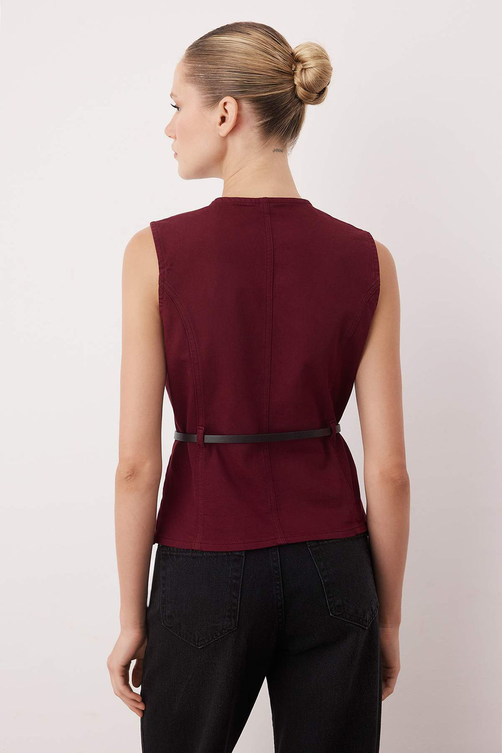 TRENDYOLMILLA Koyu Mavi Kemer Detayl? Denim Yelek TWOAW25YE00101  фото 8