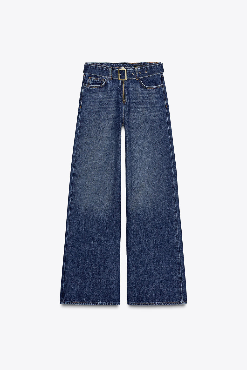 MID-WAIST BELTED WIDE-LEG JEANS - Zara фото 9
