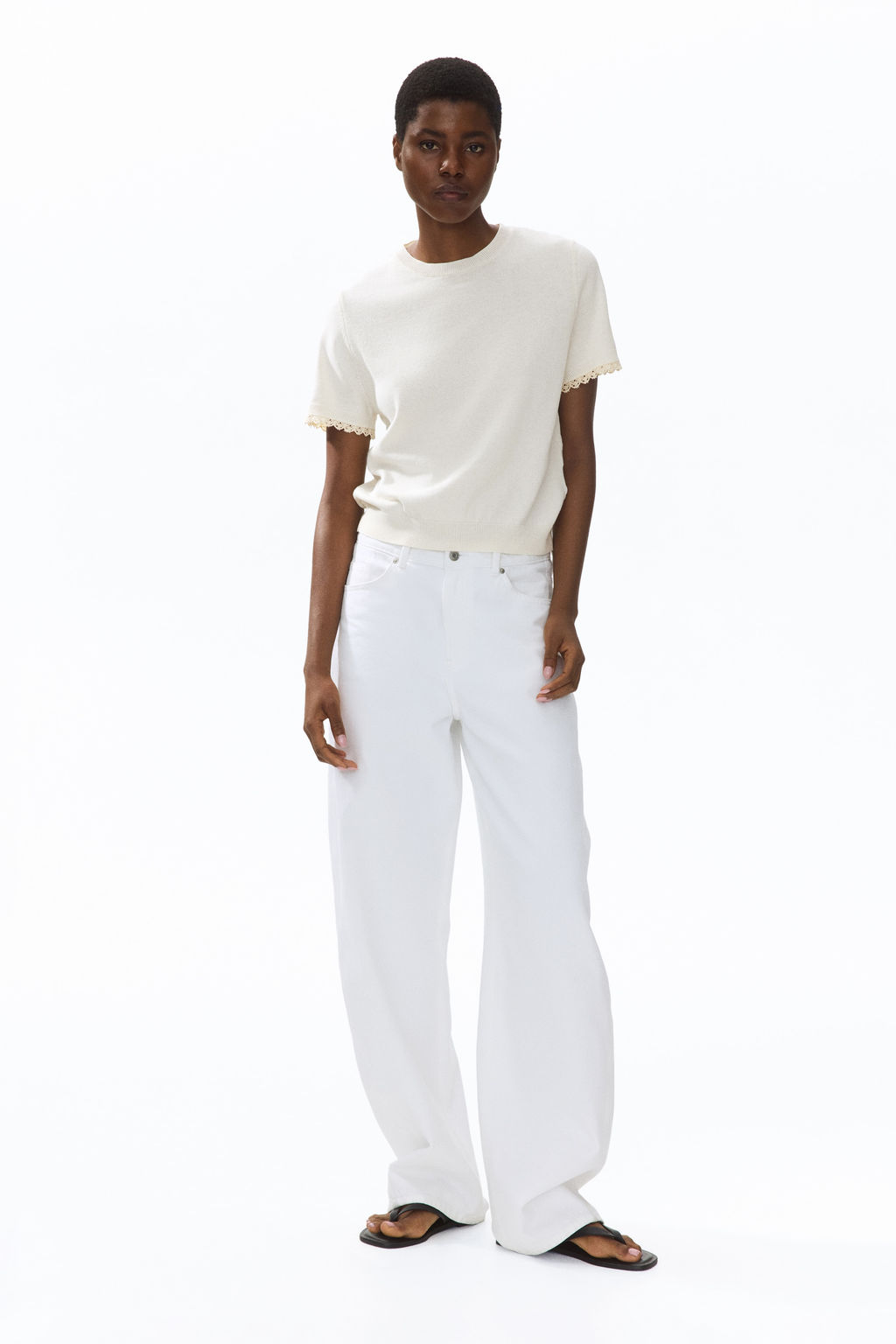 Top de punto fino con ribetes de encaje - H&m фото 4