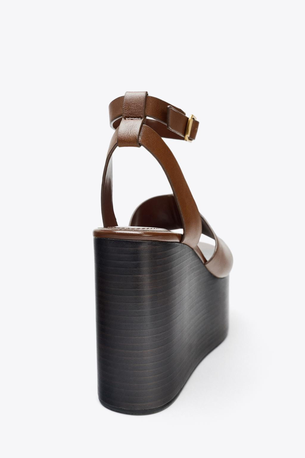LEATHER WEDGE WITH STRAP - Zara фото 6