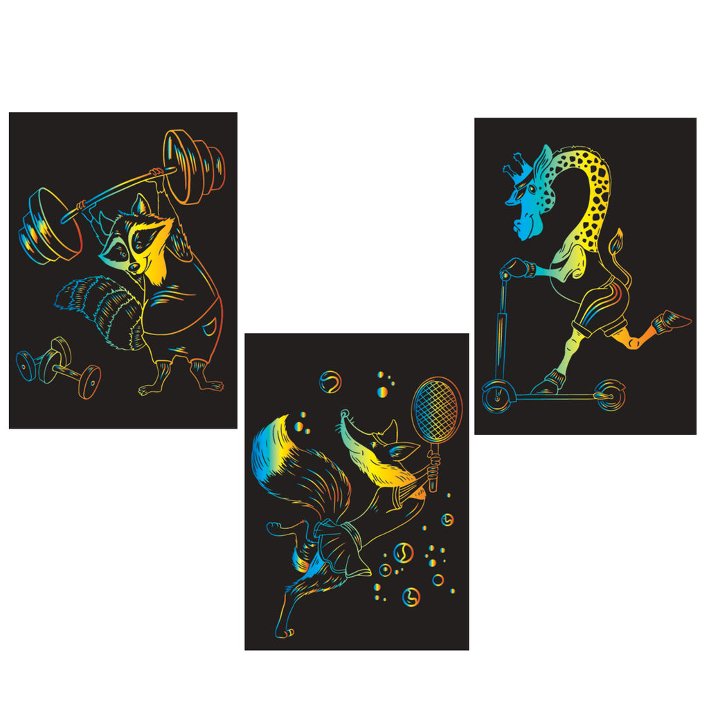 Hobbius GHPM-05 Набор для творчества Гравюра мини 10 x 15 см 1 х 3 шт Cпортсмены (мульти)