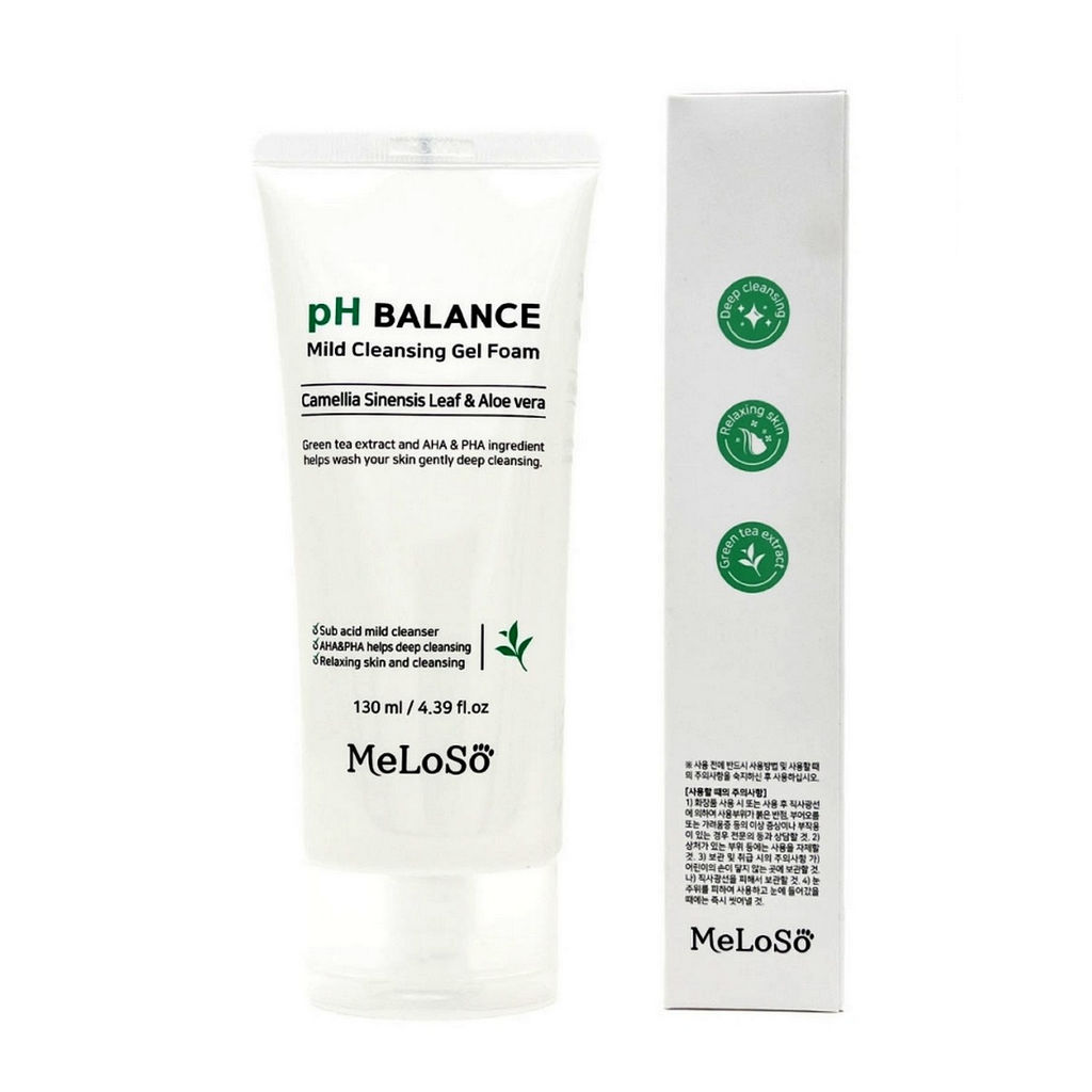 MeLoSo Очищающая пенка для лица с экстрактом камелии и алоэ / pH Balance Mild Cleansing Gel Foam, 130 мл