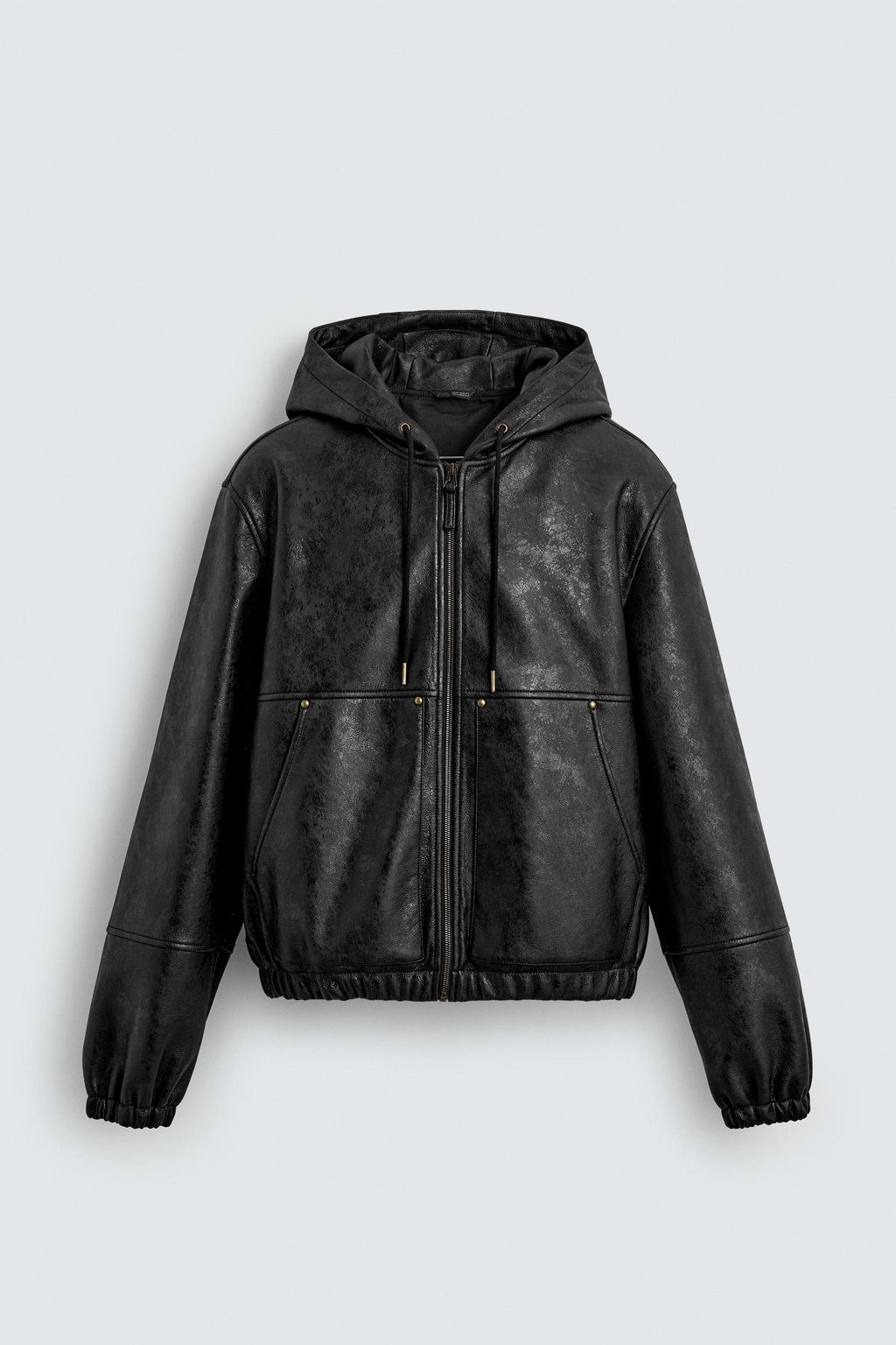 HOODED LEATHER EFFECT JACKET - Zara фото 7