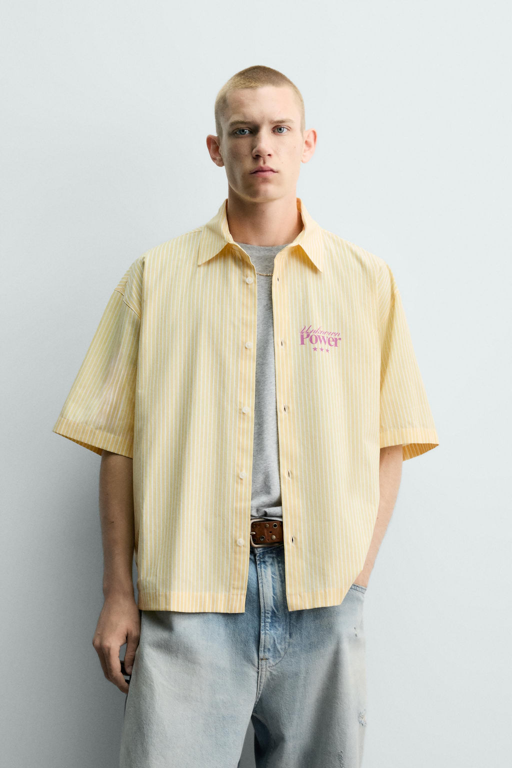 CAMISA BOXY FIT TEXTOS ESTAMPADOS / Amarillo - Zara фото 2
