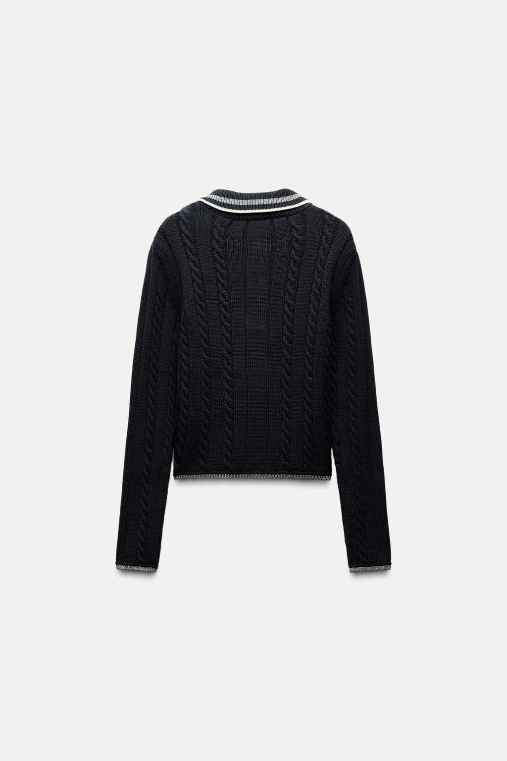 CONTRAST PIPING KNIT POLO SWEATER - Zara фото 8